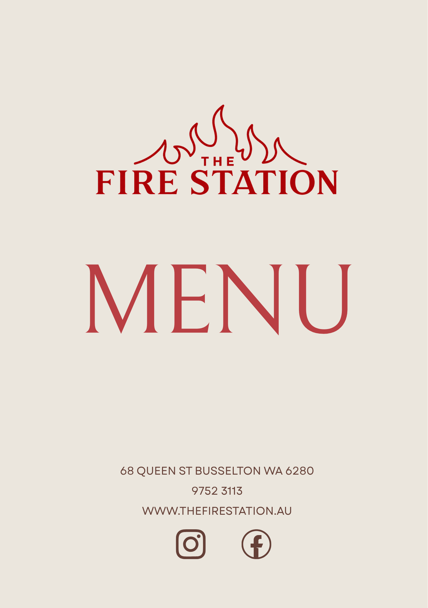 The Firestation food menu cover